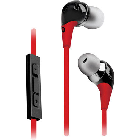 iLuv High-Performance Earphones with SpeakEZ Remote for iPad/iPhone/iPod, Red