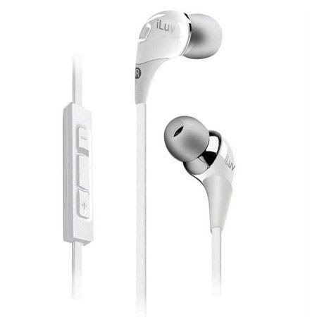 iLuv High-Performance Earphones with SpeakEZ Remote for iPad/iPhone/iPod, White