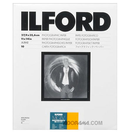 Ilford Multigrade IV RC Deluxe B & W Enlarging Paper, 11x14"-10 Sheets, Satin