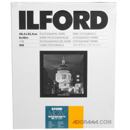 Ilford IV RC Deluxe Resin B/W Paper 8x10in, 100, Satin