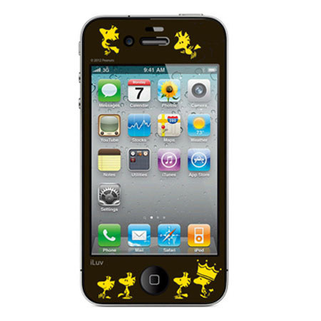 iLuv Peanuts Graphic Deco Film for iPhone 4/4S, Woodstock - Black