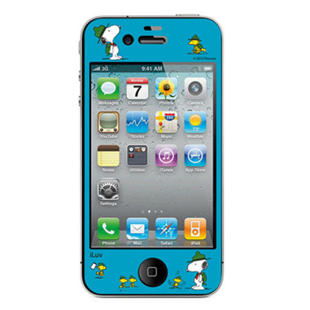 iLuv Peanuts Graphic Deco Film for iPhone 4/4S, Snoopy Camping - Blue