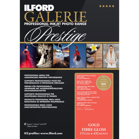 Ilford Galerie Gold Fibre Gloss Glossy Photo Paper (17x22"), 25 Sheets