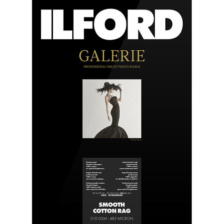 Ilford Galerie Prestige Smooth Cotton Rag Photo InkJet Paper, 310 gsm, 19mil, 17x22", 25 Sheets