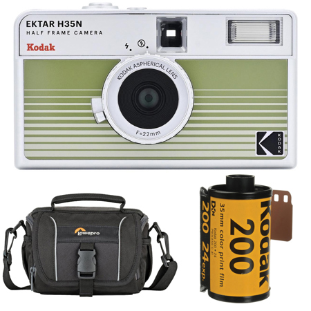 KODAK EKTAR H35N Half Frame Film Camera, Striped Green with Start Shooting Kit