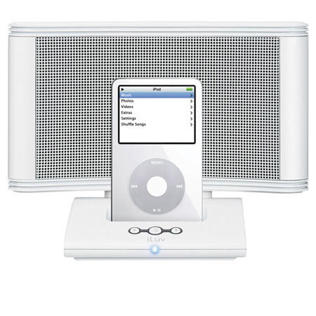 iLuv i188 Stereo Docking System for all iPods with Dock Connector, White