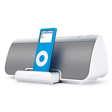 iLuv i189BLK Stereo Speaker with iPod & iPhone Dock, in White #I189WHT
