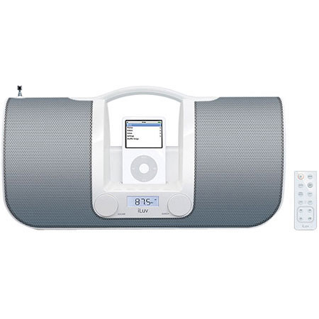 iLuv I552 Portable AM/FM Radio & Docking Speaker System for iPods & Other Digital Audio Devices, White