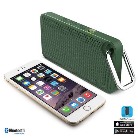iLuv Aud Mini 6 Slim Splash Proof Bluetooth Speaker, Single, Green