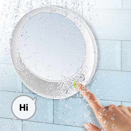 iLuv Aud Shower Mirror - Wireless Bluetooth Shower Speaker with Anti-Fog Mirror