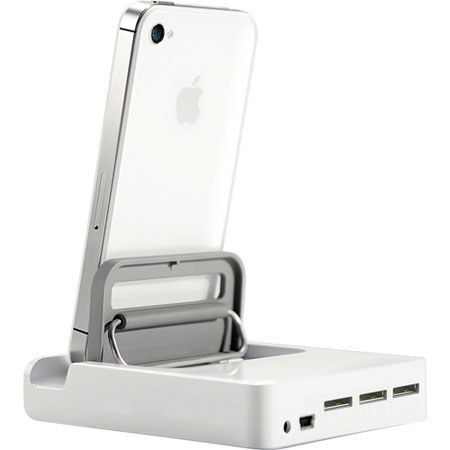 iLuv Portable 3 USB Hub with Charging Dock, White