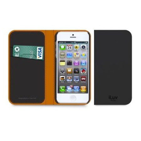 iLuv Leather Diary Premium Book Case for iPhone 5, Black