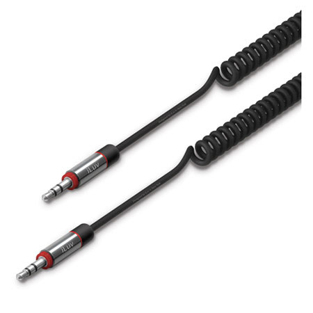 iLuv Premium Coiled Aux-in Audio Cable, 6ft, Black