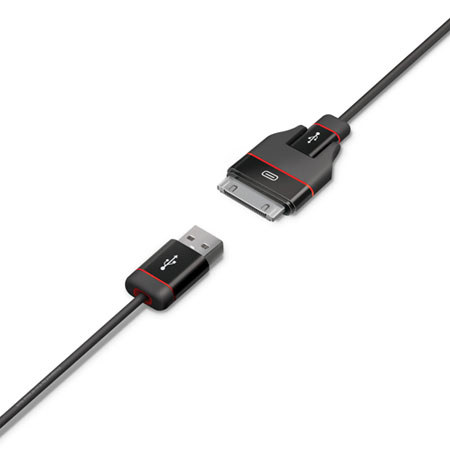 iLuv DualJack Sync / Charge Cable for Galaxy Tab and Galaxy S, Black