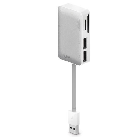 iLuv Card Reader with 2 USB Ports, White