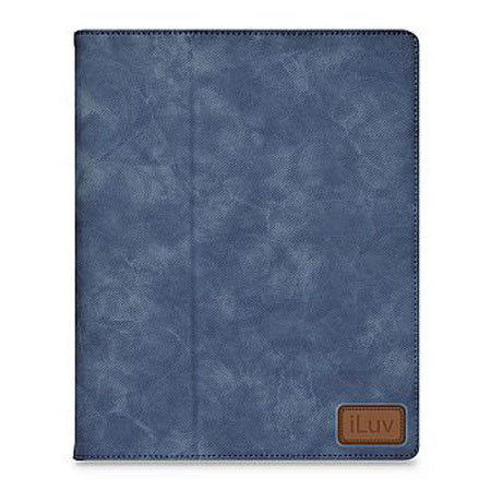 iLuv Denim Leatherette Folio Case for iPad, Blue