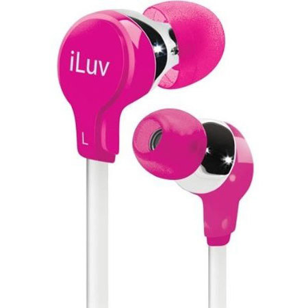 iLuv IEP314PNK Ergonomic Flat-Wire Earphones, Pink