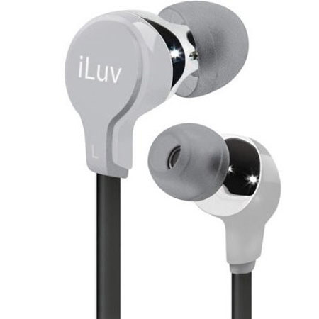 iLuv IEP314SIL Ergonomic Flat-Wire Earphones, Silver