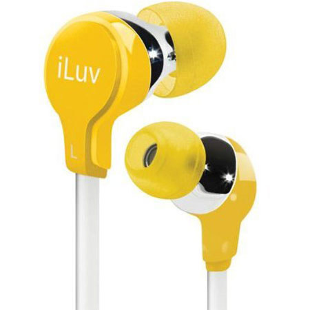 iLuv IEP314YEL Ergonomic Flat-Wire Earphones, Yellow