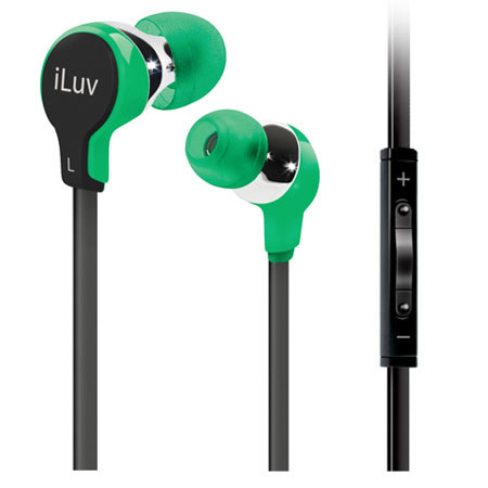 iLuv iEP317 Stereo Earphones with Apple Remote Control & Mic - Green