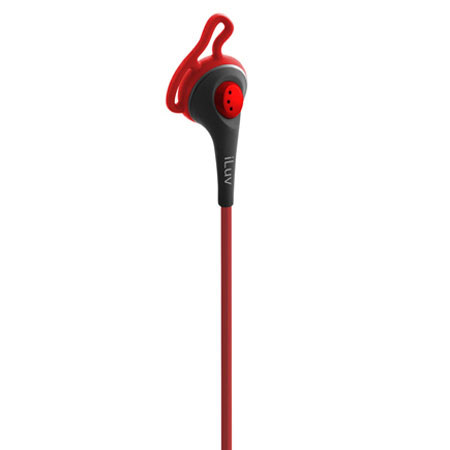 iLuv FitActive High-Fidelity Sports Earphones for Smartphones, Red