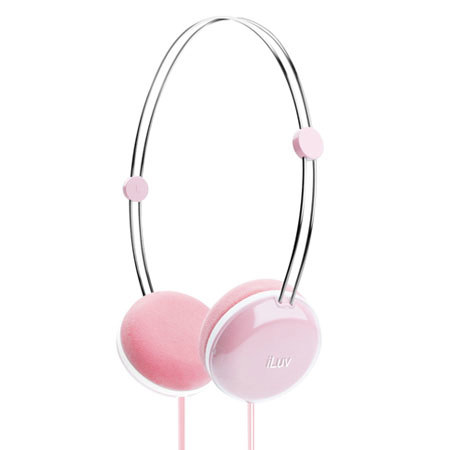 iLuv Sweet Cotton High-Fidelity Stereo Headphones for Smartphones, Pastel Pink