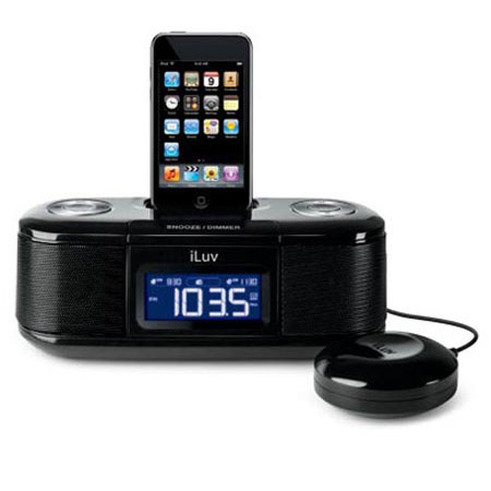 iLuv IMM153BK FM Clock Radio with Bed Shaker Black
