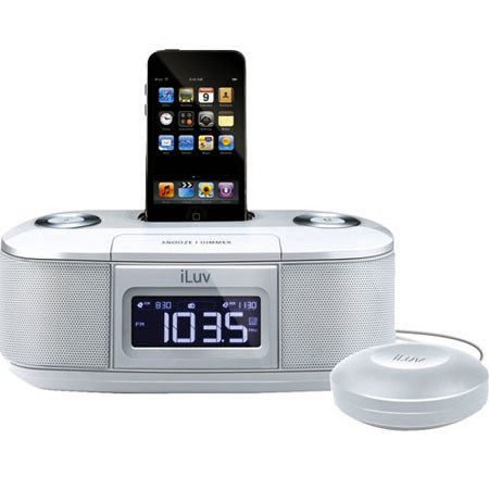 iLuv IMM153WH FM Clock Radio with Bed Shaker White