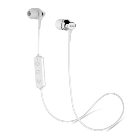 iLuv Party on Air Wireless Bluetooth 5.0 In-Ear Earphones w/ Mic, Metallic White