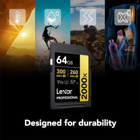 Lexar Professional 64GB SDXC 2000X UHS II 読み取り 300mb 書き込み 260mb 4K メモリーカード (LSD2000064G-BNNNG) Lexar GOLD Series Professional 2000x 64GB UHS-II SDXC Memory Card