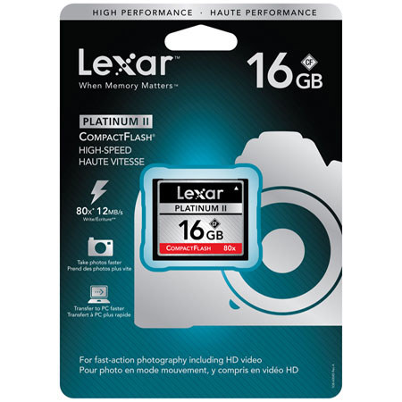 Lexar 16GB, 80x Platinum II High Speed CF Memory Card