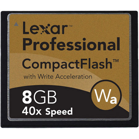 Lexar 8GB, 40x High Speed Series, Compact Flash Memory Card with Write Acceleration (WA).
