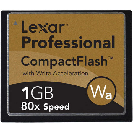 Lexar 1 GB, 80x Professional High Speed Series, Compact Flash Memory Card with Write Acceleration (WA).