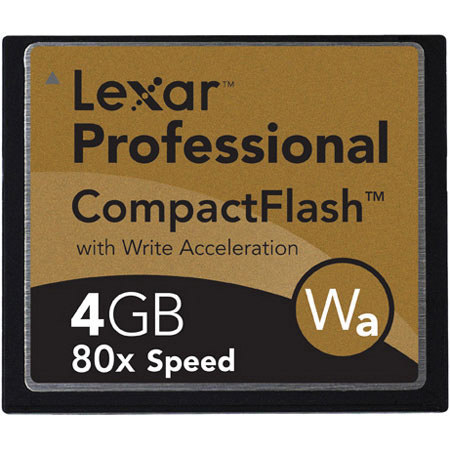 Lexar 4GB, 80x Professional High Speed Series, Compact Flash Memory Card with Write Acceleration (WA).