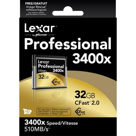 Lexar 32GB Professional CFast 2.0 Memory Card + Image Rescue 5 Software