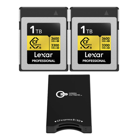Lexar Gold Pro 1TB CFexpress Type-B Memory Card, 2-Pack, with USB-C Card Reader
