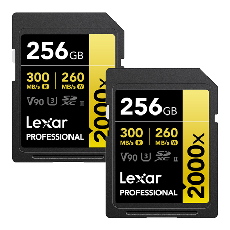 Lexar GOLD Series Professional 2000x 256GB UHS-II SDXC Memory Card, 2-Pack