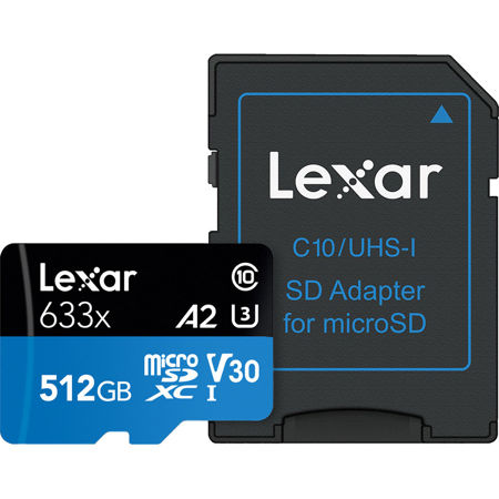 Lexar BLUE Series High-Performance 633x 512GB microSDXC UHS-I Memory Card with SD Adapter