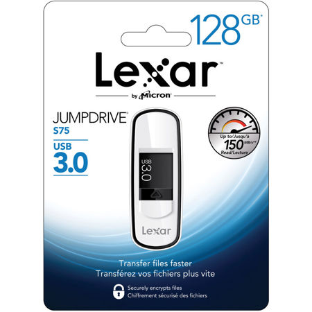 Lexar 128GB JumpDrive S75 USB 3.0 Flash Drive, Black