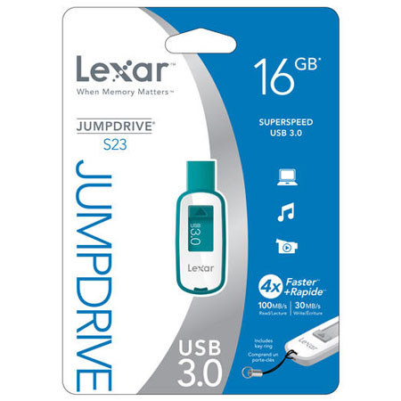 Lexar 16GB JumpDrive S23 USB 3.0 Flash Drive, Teal