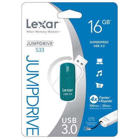 Lexar 16GB JumpDrive S33 USB 3.0 Flash Drive, Teal