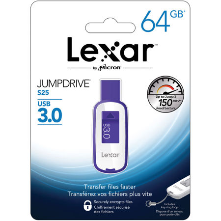 Lexar 64GB JumpDrive S25 USB 3.0 Flash Drive, Purple