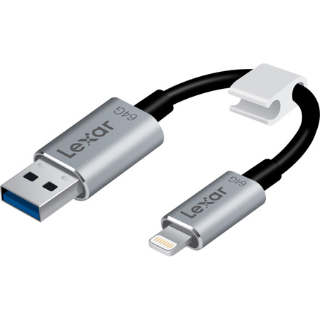 Lexar 64GB JumpDrive C25i Lightning to USB 3.0 Cable with Built-In Flash Drive