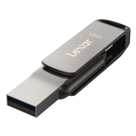 Lexar JumpDrive Dual Drive D400 128GB USB 3.1 Type-C Flash Drive, Silver