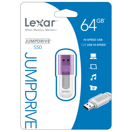 Lexar 64GB JumpDrive S50 USB Flash Drive, Purple