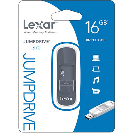 Lexar 16GB JumpDrive S70 USB 2.0 Flash Drive, Grey