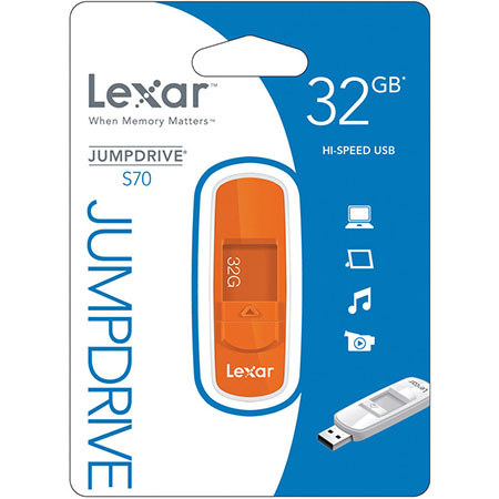 Lexar 32GB JumpDrive S70 USB 2.0 Flash Drive for PC and Mac, Orange