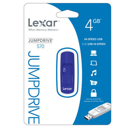 Lexar 4GB JumpDrive S70 USB 2.0 Flash Drive for PC and Mac, Blue