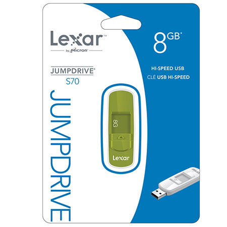 Lexar 8GB JumpDrive S70 USB 2.0 Flash Drive for PC and Mac, Green