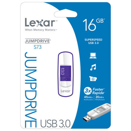 Lexar JumpDrive S73 USB 3.0 16GB Flash Drive, Purple